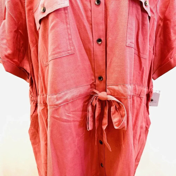 NWT CROFT & BARROW Women Short Sleeve Pullover Collared Draw String Dress Sz 4X - Picture 3 of 12